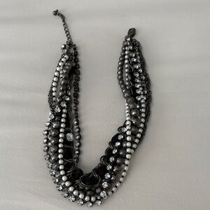 Elegant Black and Silver Multi-Strand Necklace